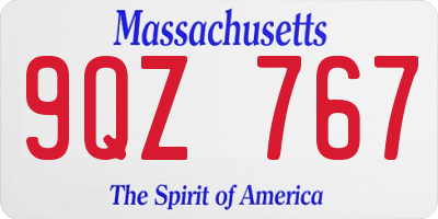 MA license plate 9QZ767