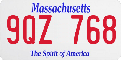 MA license plate 9QZ768