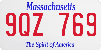 MA license plate 9QZ769