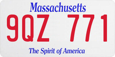 MA license plate 9QZ771