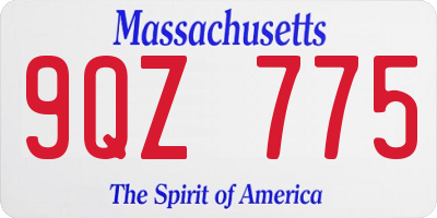 MA license plate 9QZ775