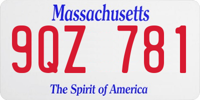 MA license plate 9QZ781