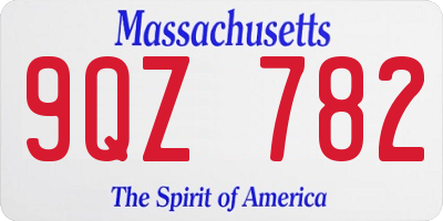 MA license plate 9QZ782