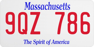 MA license plate 9QZ786