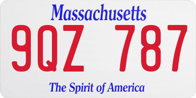 MA license plate 9QZ787