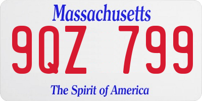 MA license plate 9QZ799