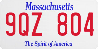 MA license plate 9QZ804