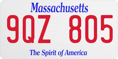 MA license plate 9QZ805