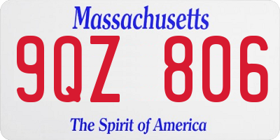 MA license plate 9QZ806