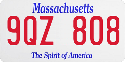 MA license plate 9QZ808