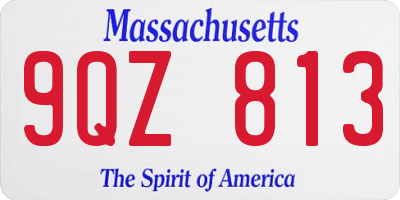 MA license plate 9QZ813