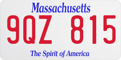 MA license plate 9QZ815