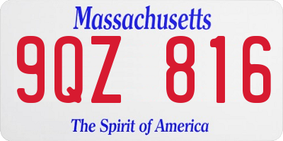 MA license plate 9QZ816
