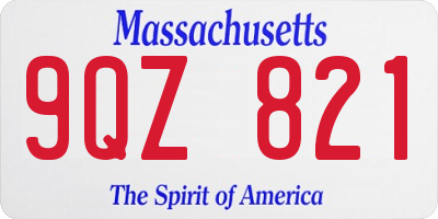 MA license plate 9QZ821