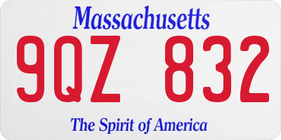 MA license plate 9QZ832