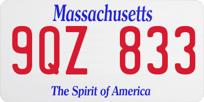 MA license plate 9QZ833