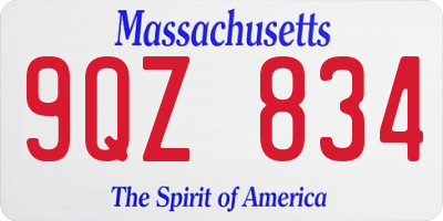MA license plate 9QZ834