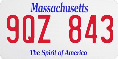 MA license plate 9QZ843