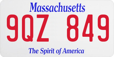 MA license plate 9QZ849