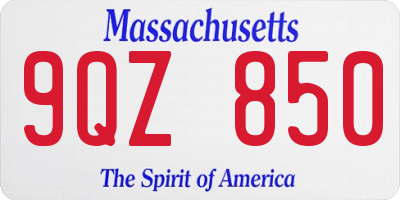 MA license plate 9QZ850