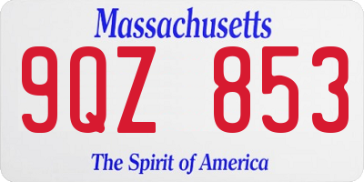 MA license plate 9QZ853