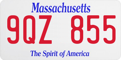 MA license plate 9QZ855