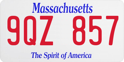MA license plate 9QZ857
