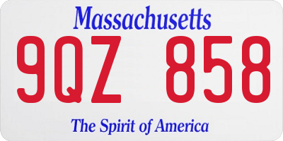 MA license plate 9QZ858
