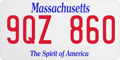 MA license plate 9QZ860