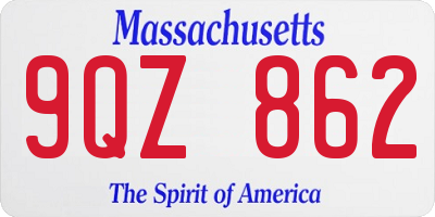 MA license plate 9QZ862