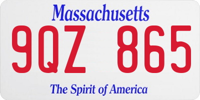 MA license plate 9QZ865