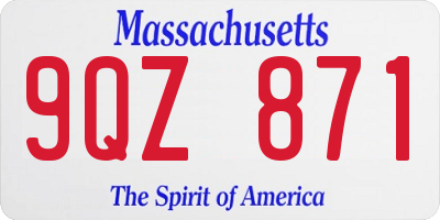 MA license plate 9QZ871