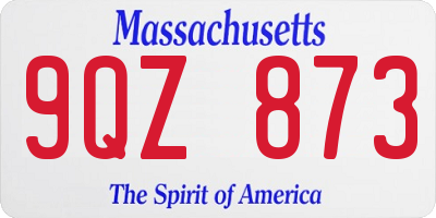 MA license plate 9QZ873