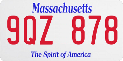 MA license plate 9QZ878