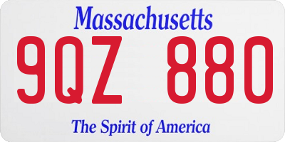 MA license plate 9QZ880