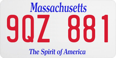 MA license plate 9QZ881