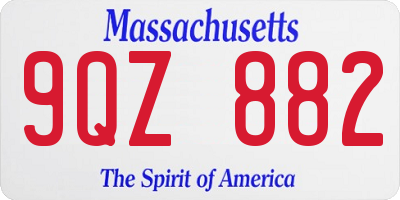 MA license plate 9QZ882