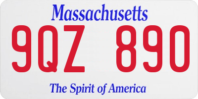MA license plate 9QZ890