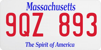 MA license plate 9QZ893