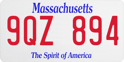 MA license plate 9QZ894