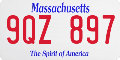 MA license plate 9QZ897