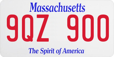 MA license plate 9QZ900