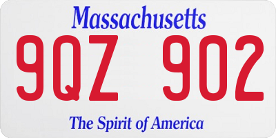 MA license plate 9QZ902