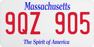 MA license plate 9QZ905