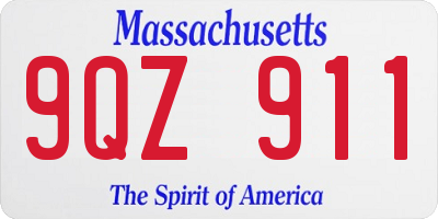 MA license plate 9QZ911