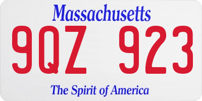 MA license plate 9QZ923