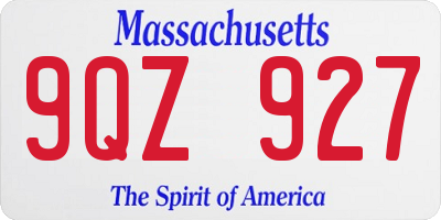 MA license plate 9QZ927