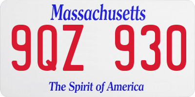 MA license plate 9QZ930