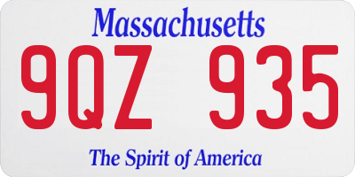 MA license plate 9QZ935