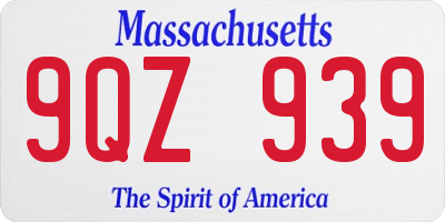 MA license plate 9QZ939